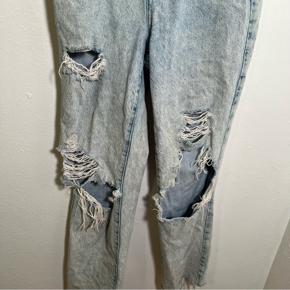 Pacsun High Rise Straight Jean Light Wash Destroyed 25 - Picture 4 of 13